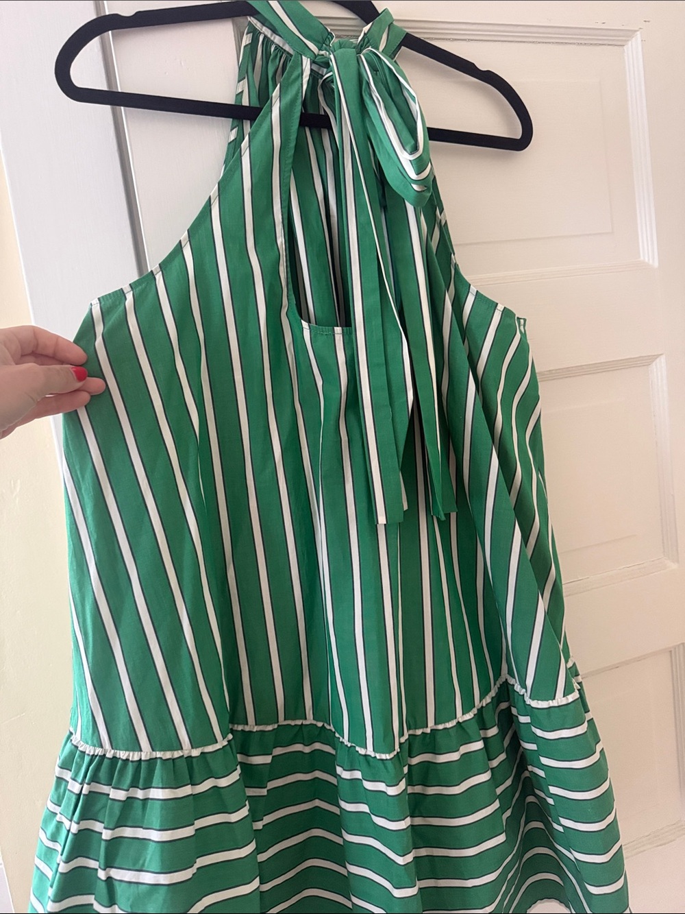 STAUD Green and White Striped Halter Mini Dress - Picture 5 of 5